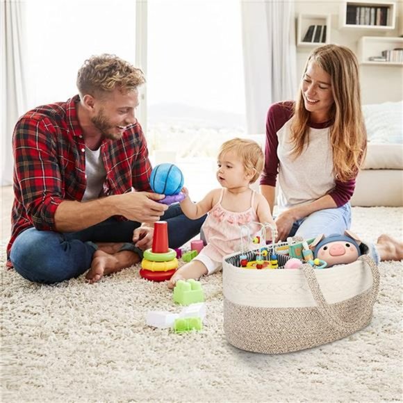 Diaper Caddy Organizer for Baby, Cotton Rope,Changing TableDiaper Storage Basket - Picture 3 of 6